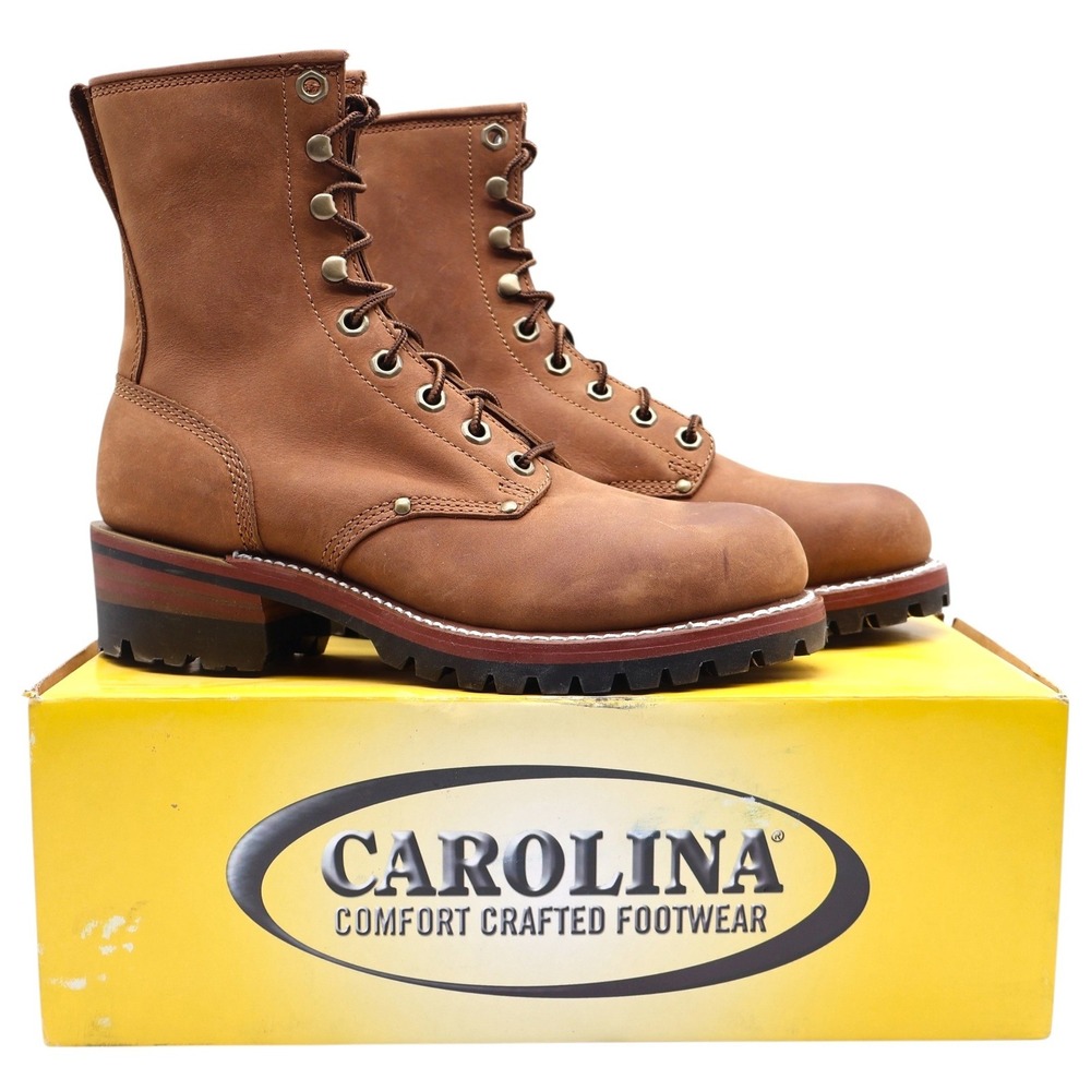 Carolina Logger Boots Mens 8 D Brown Leather Safety Steel Toe Work Boot 8585 NIB